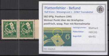 SBZ_1945_PLATTENFEHLER_Nr_95AYaz1_III_postfrisch_Bild1