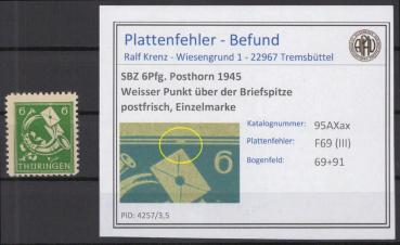 SBZ_1945_PLATTENFEHLER_Nr_95AXax_III_postfrisch_Bild1