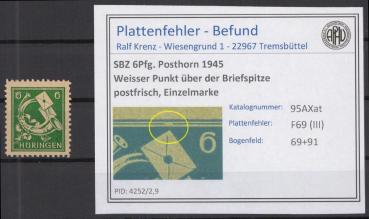 SBZ_1945_PLATTENFEHLER_Nr_95AXat_III_postfrisch_Bild1