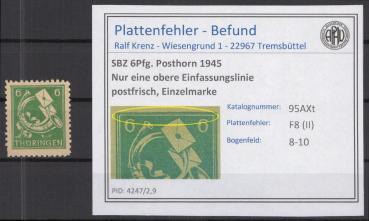 SBZ_1945_PLATTENFEHLER_Nr_95AXt_II_postfrisch_Bild1