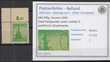 SBZ_1945_PLATTENFEHLER_Nr_94AXu_IV_postfrisch_Bild1