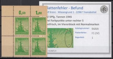 SBZ_1945_PLATTENFEHLER_Nr_94AXt_IV_postfrisch_Bild1