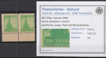 SBZ_1945_PLATTENFEHLER_Nr_94AYy_III_postfrisch_Bild1