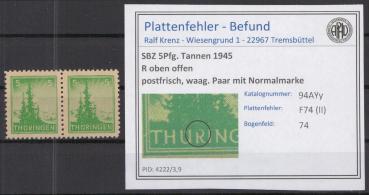 SBZ_1945_PLATTENFEHLER_Nr_94AYy_II_postfrisch_Bild1