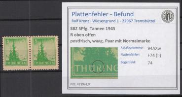 SBZ_1945_PLATTENFEHLER_Nr_94AXw_II_postfrisch_Bild1