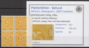 KONTROLLRAT_1947_PLATTENFEHLER_Nr_927_III_postfrisch_Bild1