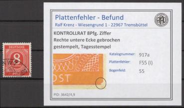 KONTROLLRAT_1947_PLATTENFEHLER_Nr_917_I_gestempelt_Bild1