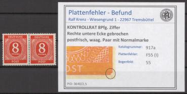 KONTROLLRAT_1947_PLATTENFEHLER_Nr_917_I_postfrisch_Bild1