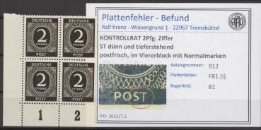 KONTROLLRAT_1947_PLATTENFEHLER_Nr_912_I_postfrisch_Bild1