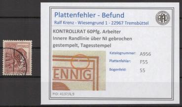 KONTROLLRAT_1947_PLATTENFEHLER_Nr_A956_F55_gestempelt_Bild1