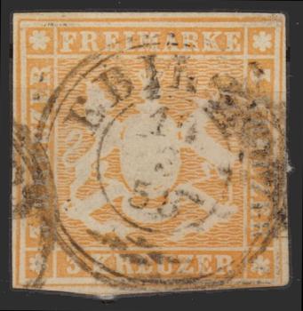 WUeeRTTEMBERG_1857_Nr_7_gestempelt_Bild1