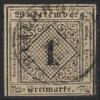 WUeeRTTEMBERG_1851_Nr_1_gestempelt_Bild1
