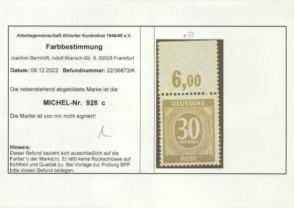KONTROLLRAT_1946_Nr_928c_postfrisch_Bild2