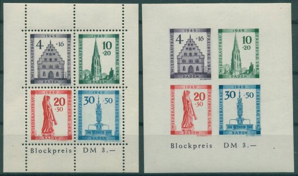 FRZ.ZONE_BADEN_1949_Bl.1A/B_postfrisch_Bild1