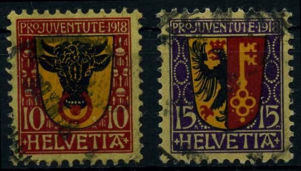 SCHWEIZ_1918_Nr_143_144_gestempelt_Bild1