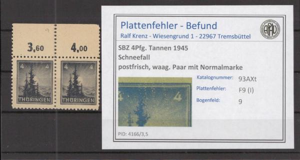 SBZ_1945_PLATTENFEHLER_Nr_93AXt_I_postfrisch_Bild1