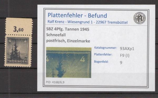SBZ_1945_PLATTENFEHLER_Nr_93AXp1_I_postfrisch_Bild1