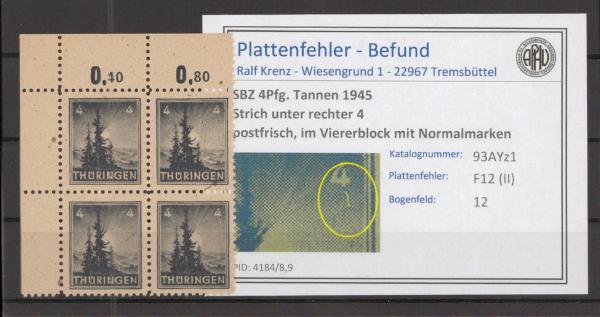 SBZ_1945_PLATTENFEHLER_Nr_93AYz1_II_postfrisch_Bild1