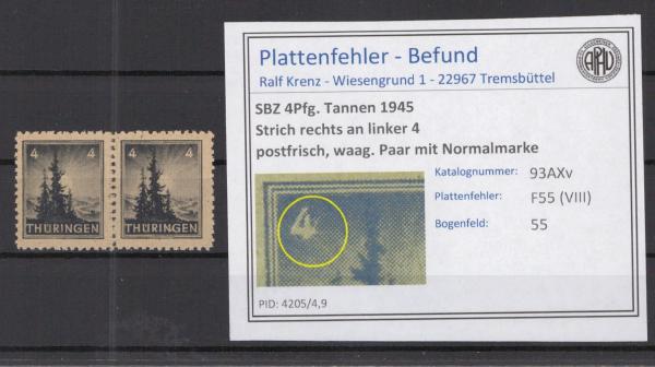 SBZ_1945_PLATTENFEHLER_Nr_93AXv_VIII_postfrisch_Bild1