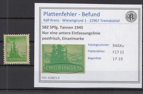 SBZ_1945_PLATTENFEHLER_Nr_94AXu_I_postfrisch_Bild1