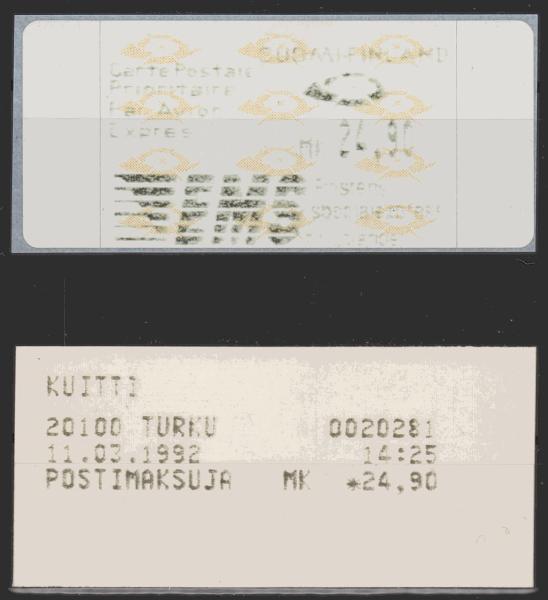 FINNLAND_ATM_1992_Nr_12.2_Z4_postfrisch_Bild1