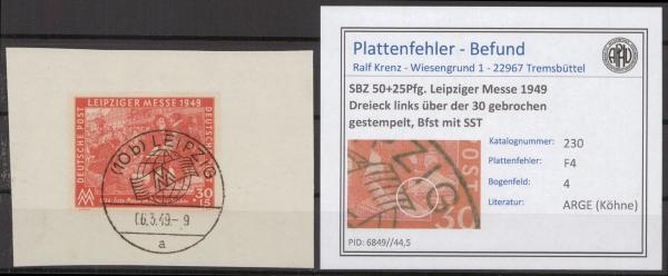 SBZ_1948_PLATTENFEHLER_Nr_230_F4_gestempelt_Bild1