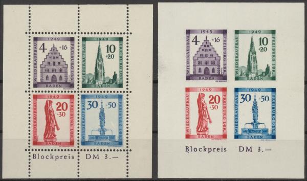 FRZ.ZONE_BADEN_1949_Bl.1A/B_ungebraucht_Bild1