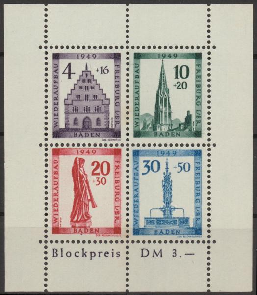 FRZ.ZONE_BADEN_1949_Bl.1A/B_postfrisch_Bild1