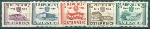 OeeSTERREICH_1955_Nr_1012_1016_postfrisch_Bild1