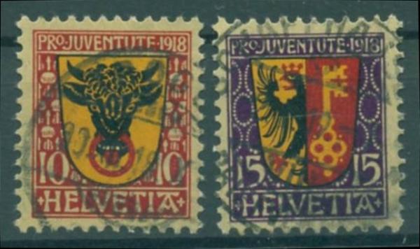 SCHWEIZ_1918_Nr_143_144_gestempelt_Bild1