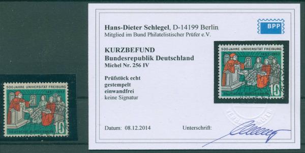 BUND_1957_PLATTENFEHLER_Nr_256_IV_gestempelt_Bild1