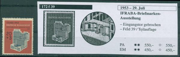 BUND_1953_PLATTENFEHLER_Nr_172_f39_postfrisch_Bild1