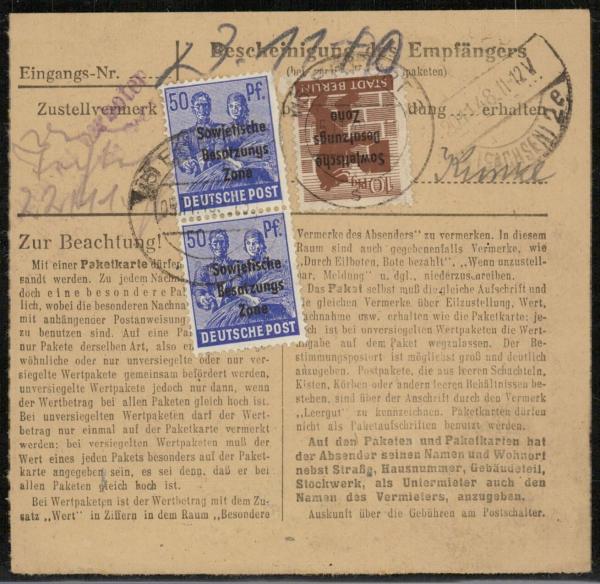 SBZ_1948_Interessante_Paketkarte_mit_Nr_203_gestempelt_Bild2