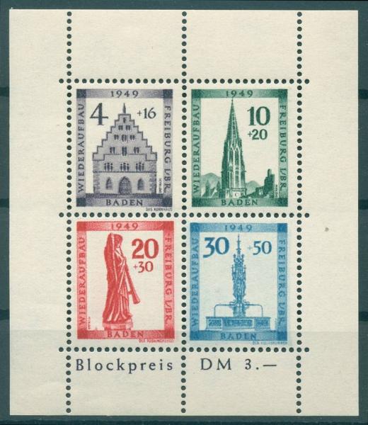 FRZ.ZONE_BADEN_1949_Bl.1A_I_postfrisch_Bild1