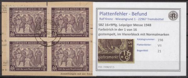 SBZ_1948_PLATTENFEHLER_Nr_198_VII_gestempelt_Bild1