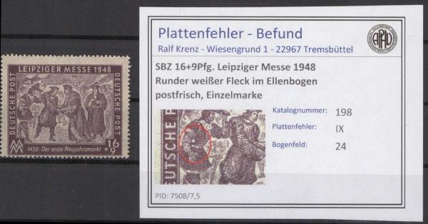 SBZ_1948_PLATTENFEHLER_Nr_198_IX_postfrisch_Bild1