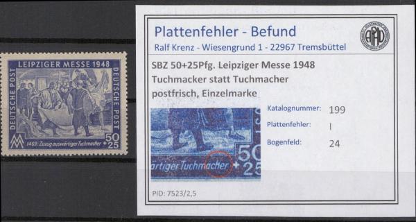 SBZ_1948_PLATTENFEHLER_Nr_199_I_postfrisch_Bild1