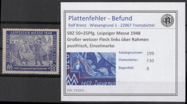 SBZ_1948_PLATTENFEHLER_Nr_199_V_postfrisch_Bild1