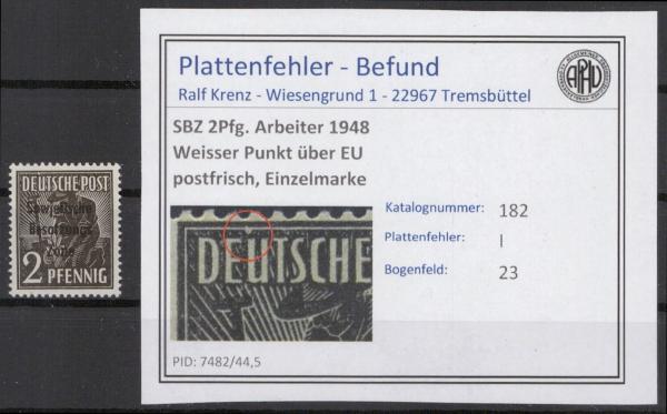 SBZ_1948_PLATTENFEHLER_Nr_182_I_postfrisch_Bild1
