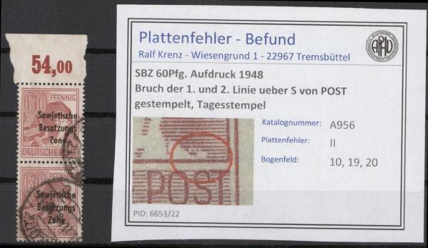 SBZ_1948_PLATTENFEHLER_Nr_A195_PF_II_gestempelt_Bild1