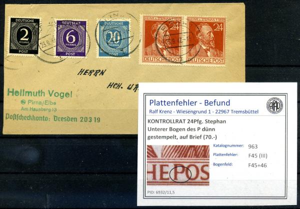 KONTROLLRAT_1947_PLATTENFEHLER_Nr_963_III_gestempelt_Bild1
