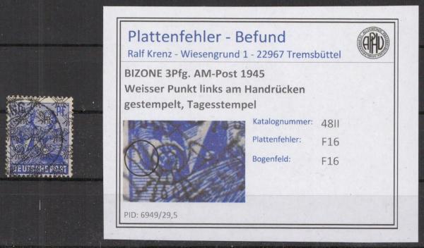 BIZONE_1948_PLATTENFEHLER_Nr_48II_F16_gestempelt_Bild1