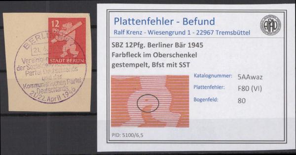 SBZ_1945_PLATTENFEHLER_Nr_5Awaz_VI_gestempelt_Bild1