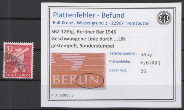 SBZ_1945_PLATTENFEHLER_Nr_5Auy_XIII_gestempelt_Bild1