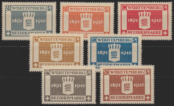 WUeeRTTEMBERG_1916_Nr_123_129_postfrisch_Bild1