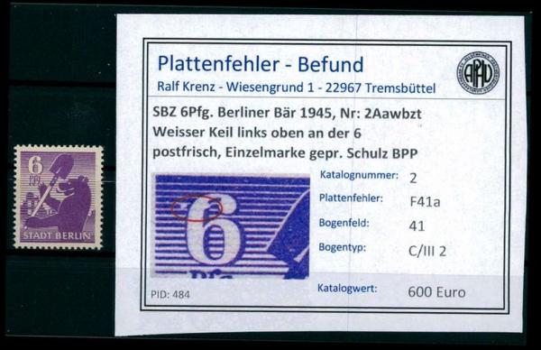 SBZ_1945_Nr_2Aawbzt_F41a_postfrisch_Bild1