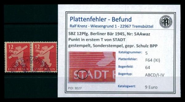 SBZ_1945_Nr_5AAwaz_F64_(XI)_gestempelt_Bild1