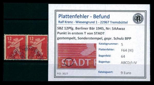 SBZ_1945_Nr_5AAwaz_F64_(XI)_gestempelt_Bild1