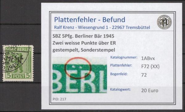SBZ_1945_PLATTENFEHLER_Nr_1ABvx_XX_gestempelt_Bild1
