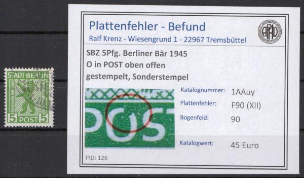 SBZ_1945_PLATTENFEHLER_Nr_1AAuy_XII_gestempelt_Bild1